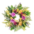 thumbnail image 2 of CC Christmas Decor Peony and Winter Jasmine Artificial Floral Spring Wreath - 24" - Green and Pink, 2 of 4