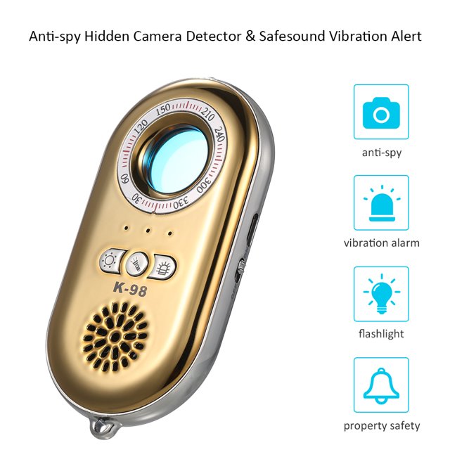 Detector Irfora Detector de cámara oculta anti-espía portátil Inalámbrico RF Infrarrojo 3-en-1 Alerta de vibración de Safesound con mini LEDs Linterna para el hogar Hotel Travel Secure Irfora Detector