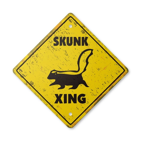 Skunk Vintage Crossing Sign Zone Xing | Indoor/Outdoor Plastic | 12" Tall rustic animals funny gag lover stinky joke birthday