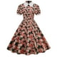 thumbnail image 1 of ICHUANYI Clearance Women Printing Short Sleeve Puff Sleeves Lace Zipper Dress A-Line Skirt(Hot Pink, M) ICHUANYI WER2023081106624, 1 of 9