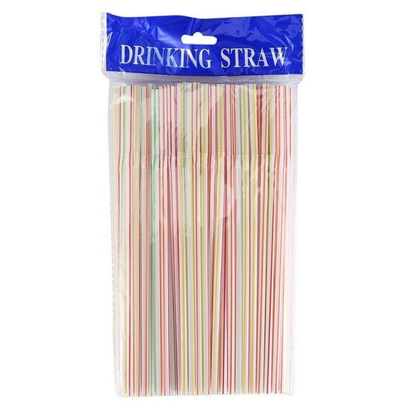 Kitchen Gadgets Flexible Bendy Party Disposable Plastic Drinking Straws 8 Inches Long Multi-Colored Striped Bedable - Assorted Colors 500pcs Clearance