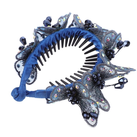 UPOUART 1Pack Bridesmaid Hair Claw Clips Hairpin in Navy Spun Yarn for Wedding Hair Decoration