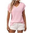 thumbnail image 2 of SPZTSX Knit Tops for Women V-Neck Short Sleeve Fashion Loose Fit Casual Daily Summer Sweater Vests, 2 of 5