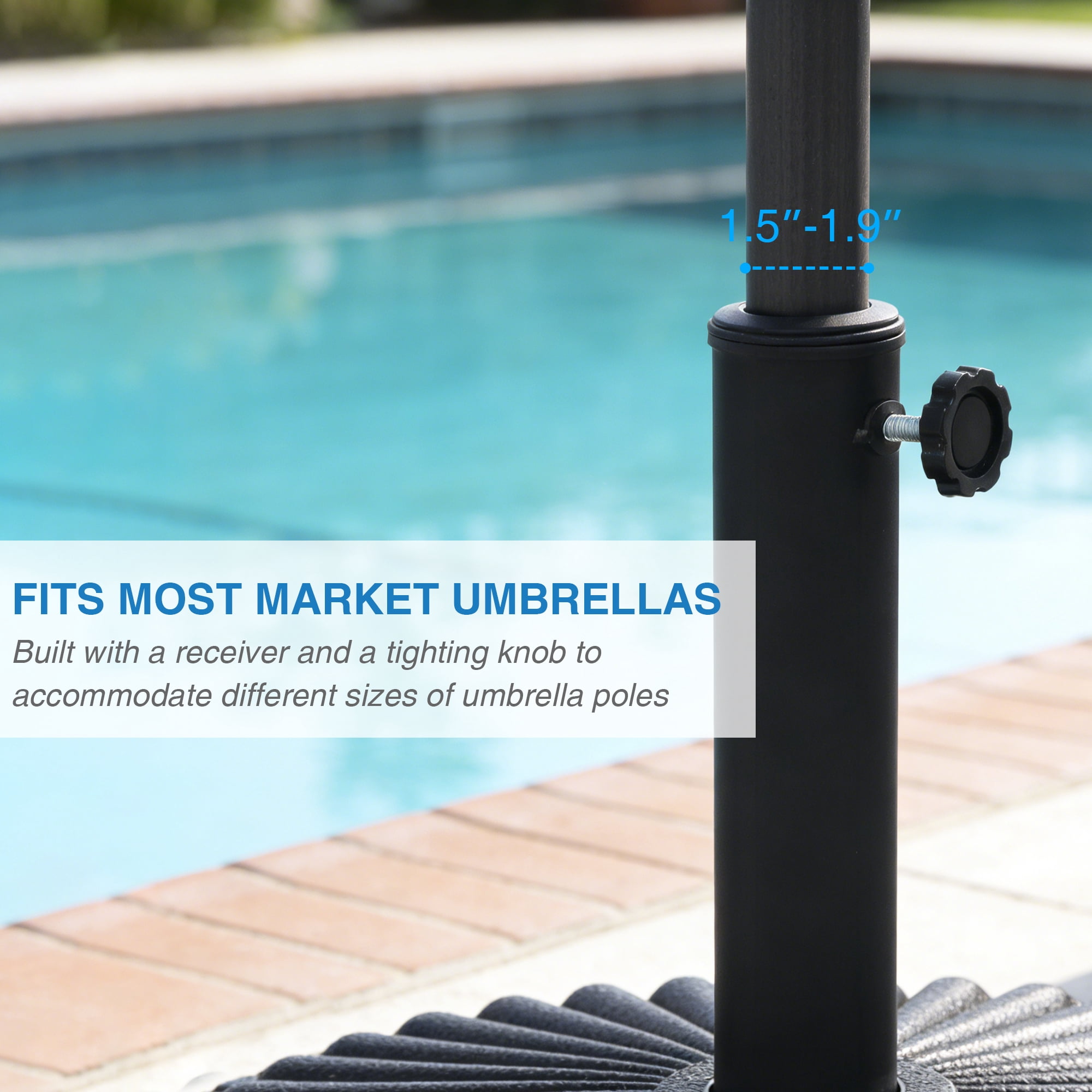 Abble 33 lbs. Heavy Duty Patio Umbrella Base Outdoor Market Umbrella Stand in Black