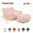 thumbnail image 4 of 41.7" Giant Bean Bag Chair with Ottoman,Comfy Lazy Sofa with 2 Side Pocket,Corduroy Boneless Couch Chair in a Box,Stuffed Lounge Floor Sofa for Dorm,Bedroom,Living Room,Pink, 4 of 8