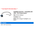 thumbnail image 2 of Headlight Connector - Compatible with 2004 - 2010 Toyota Sienna 2005 2006 2007 2008 2009, 2 of 2