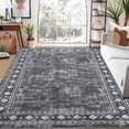 thumbnail image 2 of Nanan 4'x6' Modern Bordered Area Rug Geometric Carpet, Machine Washable Rug Non Slip Solid Indoor Rug for Living Room Bedroom Home Office, Gray, 2 of 9