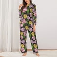 thumbnail image 3 of Wukai Colorful Roses Print Women's Pajama Set - Soft Long Sleeve Sleepwear for Comfort and Style-XX-Large, 3 of 9
