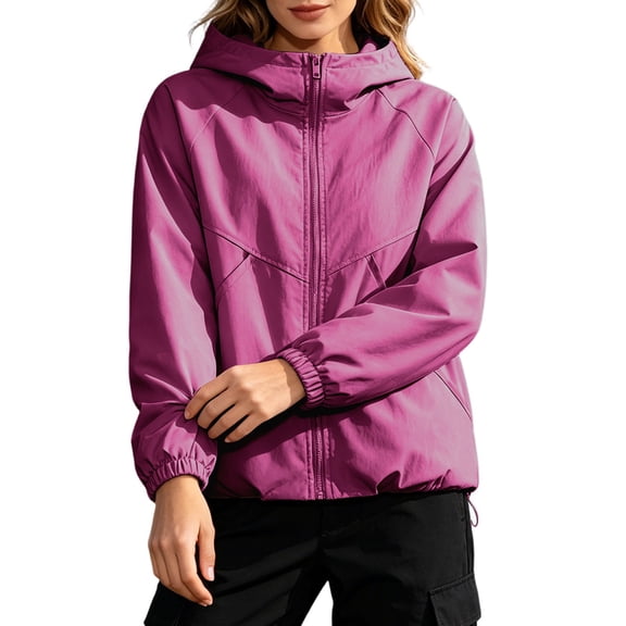 yillto Womens Lightweight Windbreaker Jacket Hooded Zip up Athletic Jackets Windproof with Pockets