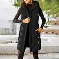 thumbnail image 2 of Breezora Women's Detachable Hood Mid Length Quilted Vest Warm Stylish Winter Padded Sleeveless Coat L Size Black, 2 of 5