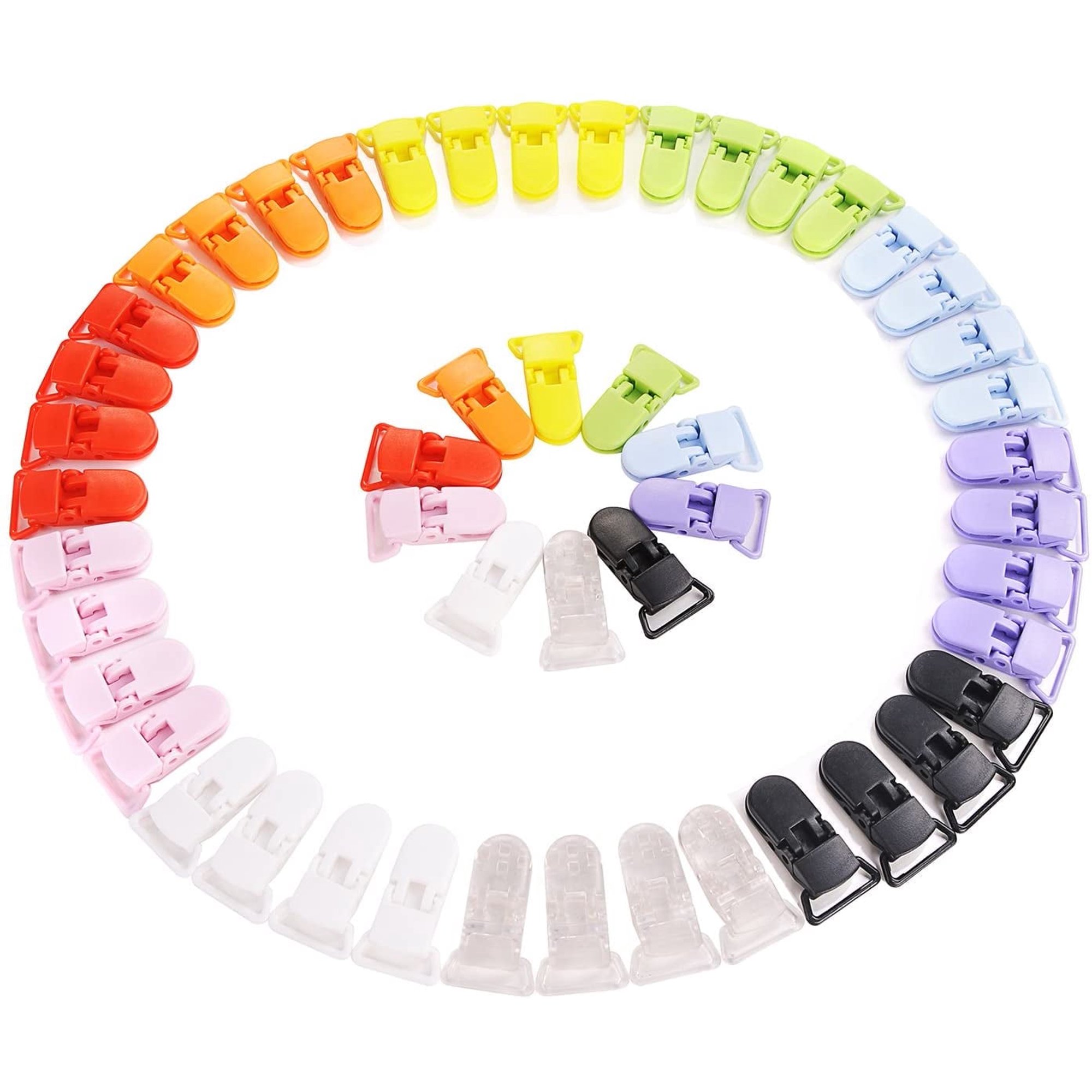 Naler 50Pcs Pacifier Clips Holders for Teething Toys Baby Blankets,10 Colors - Unisex