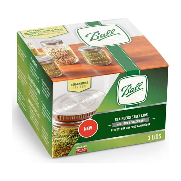 Caja 3pz Tapas De Acero Inoxidable Ball Boca Regular Plateado Tapa