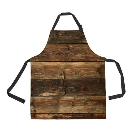 

ECZJNT brown old wood texture with knot Adjustable Bib Kitchen Apron with Pockets for Women Men