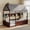 Espresso, variant on Mirightone Twin Montessori House Floor Bed with Fence, Tent & 3-Mode Lights, Wooden Low Profile Bed Frame with 3 Storage Shelves, No Slats, Reversible Chimney, Gray