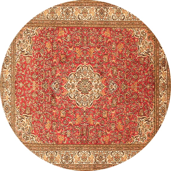 Ahgly Company Indoor Round Medallion Orange Traditional Area Rugs, 5' Round