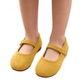 thumbnail image 4 of Girls Faux Suede Mary Jane Flats, Soft Non Slip Princess Shoes Fashion Casual Shoes for Kids Yellow 30, 4 of 9