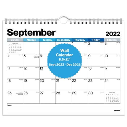 Dunwell Office Wall Calendar 20222023 (8.5x11, Blue Shades) Use Sept