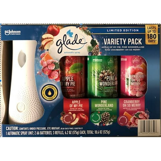 Glade Automatic Spray Variety Pack Limited Edition Cranberry Pine & Apple Flavors