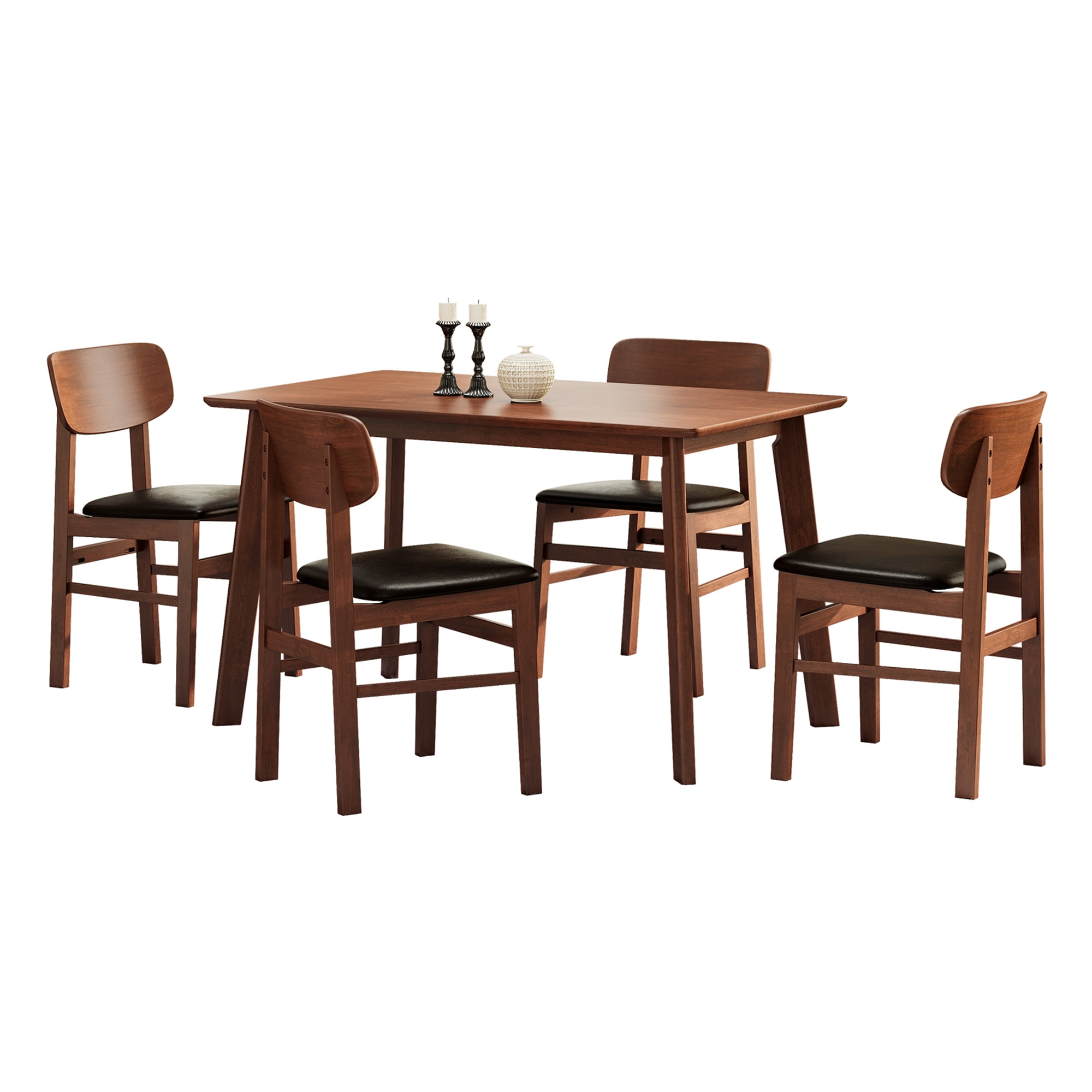 Kadyn 5 Pieces Dining Table Set, Kitchen Table Set, 1 Dining Table and 4 Chairs for Home, Antique Brown