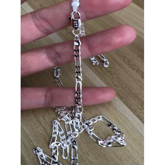 QQTDFG 5X Fashion 4MM 925 Sterling Silver Plated Chain Men Necklace 16-30Inch-22