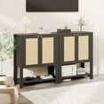thumbnail image 1 of EDTara Freestanding 40-Inch Rattan Shoe Cabinet, Farmhouse Wooden Unit With Adjustable Shelves and Open Display Shelf, 1 of 7