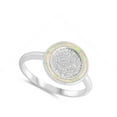 thumbnail image 4 of CHOOSE YOUR COLOR White Simulated Opal Ancient Symbols Halo Ring .925 Sterling Silver Band CZ Female Size 5, 4 of 4