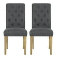 thumbnail image 2 of 2pcs Modern Dining Chairs - Rollback, Weathered Wood Legs, Charcoal Fabric Upholstery, 28.72"w X 28.72"d 41.09"h 2 Chair Contemporary Style, Diamond Stitch, Wood, Seat, 17.12"w, 2 of 6