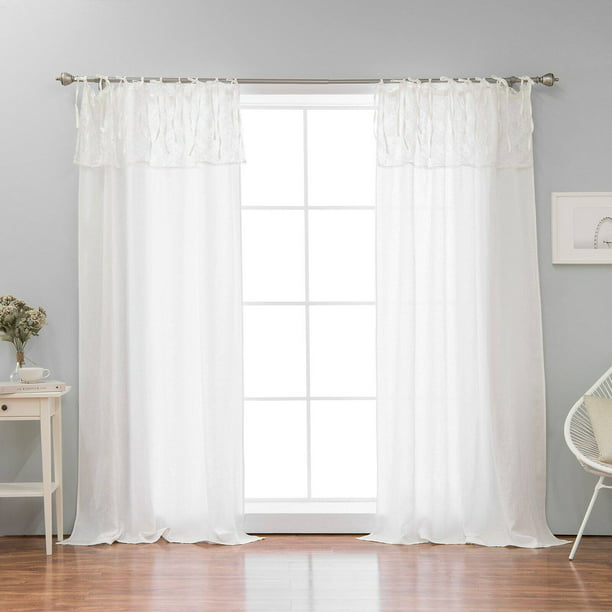 Best Home Fashion Abelia Belgian Flax Single Curtain Panel with Lace ...