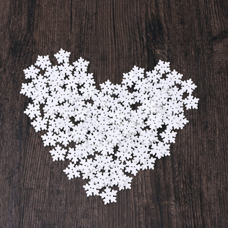 100pcs Wood White Snowflakes Buttons 2 Holes Sewing DIY Crafts Christmas  New Year Wedding Decoration Accessories