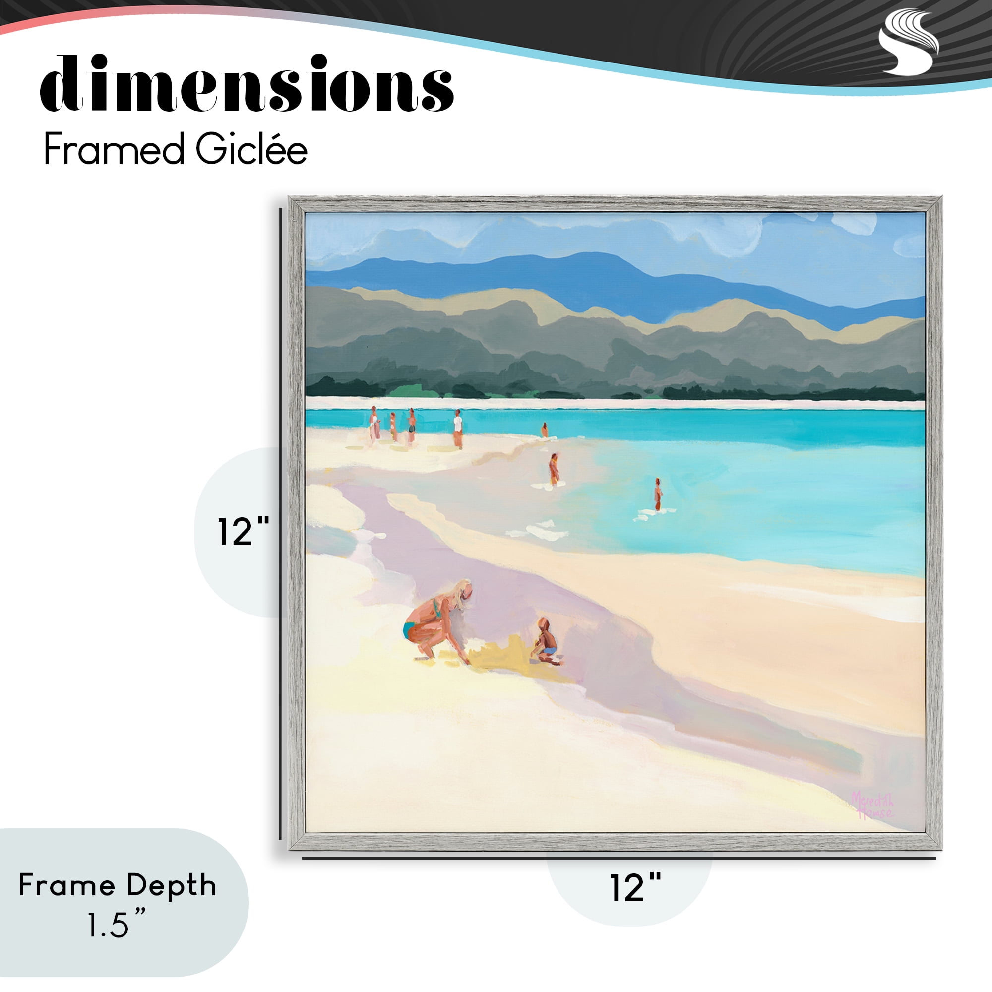 Stupell Industries Mother & Child Beach Scene Gray Framed Giclee Art, design by Meredith Howse
