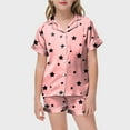 thumbnail image 4 of Gubotare Pjs Kids Pajamas Set Girls Pjs Short Sleeve 2 Piece Sleepwear Button-Down Kids Nightwear (Light Pink,Size 8-9 Years), 4 of 5