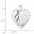 thumbnail image 2 of Sterling Silver Rhodium-Plated 20mm Satin Pink Ribbon Love Heart Locket (24 X 20) Made In Hong Kong qls392, 2 of 2