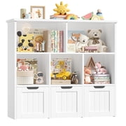 Homfa Toy Storage Organizer with 3 Movable Drawers, 5 Cube Kids Bookcase for Playroom, Storage Cabinet for Living Room, White Finish
