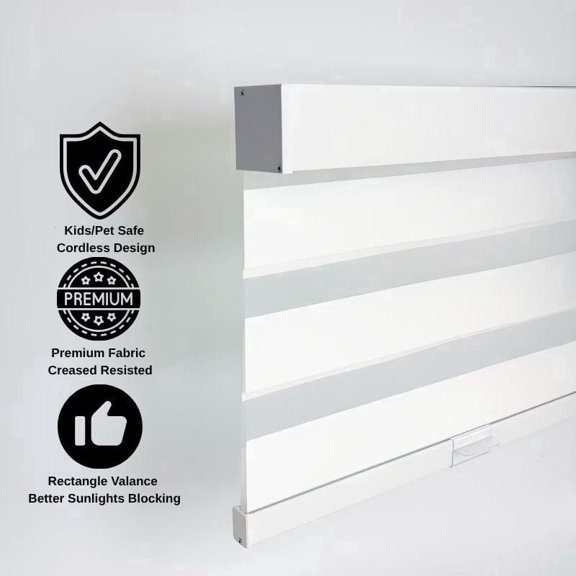 Zebra Shades Cordless Blinds for Windows, Free-Stop Shades with Valance,47W*60H