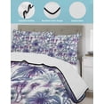 thumbnail image 4 of Quilts Full Size, Teal Purple Palm Trees Soft Comforter Bedding Set for Bed, Summer Botanical Tropical Leaves Lightweight Quilted Bedspread with Pillow Cover(2 Pieces) for All Season, 78x90 Inch, 4 of 6