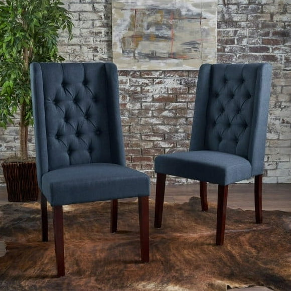 Blue Dining Chairs, Dining Chairs Set Of 2, Parsons Upholstered Fabric Dining Room Chairs Kitchen Chairs With Wood Legs And Padded Seat, Navy Blue For A Stylish Dining Room