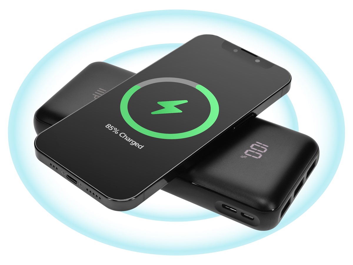 Monoprice 20,000 mAh Power Bank with Wireless Charging, PD 20W and QC 3.0 Fast Charging, Built-In Digital LCD Display, Charge Up to 5 Devices Simultaneously, For iPhone and Android Devices