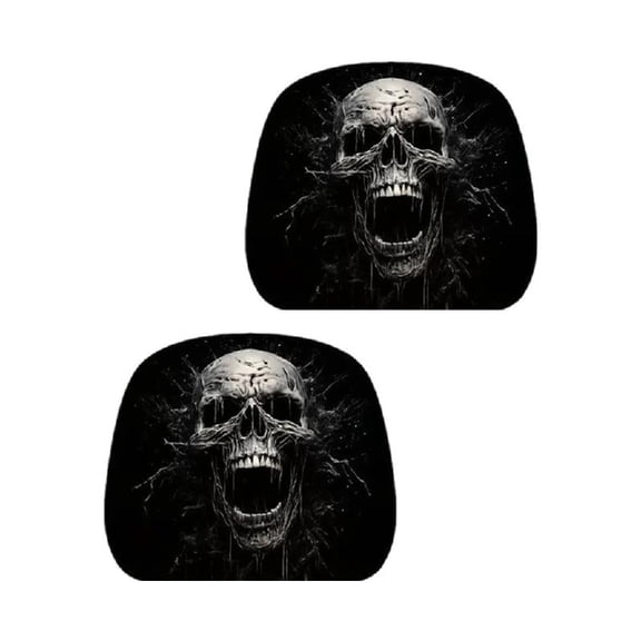 Easy Installation Halloween Skull Pattern Car Headrest Covers Breathable Polyester for Most Car SUV