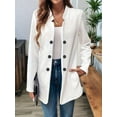 thumbnail image 5 of Women'S Stand Collar Blazer Jacket Casual Long Sleeve Double Breasted Elegant Business Office Blazer White S, 5 of 8