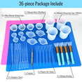thumbnail image 2 of Kit de herramientas para mezclar resina epoxi, 36 piezas, suministros de herramientas de resina de silicona suave reutilizables, incluye tapetes de silicona, tazas medidoras, 2 of 7
