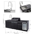 thumbnail image 3 of 4-Burner 59500 BTU Deluxe Stainless Steel Gas Outdoor Kitchen Bar Barbecue Island Grill +Double-door stainless steel sink with trash bin + Refrigerator with Three-tier drawer, 3 of 12