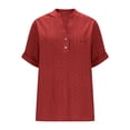 thumbnail image 3 of Tauxra Short Sleeve V Neck Top for Women with Button Front, Loose Fit Casual Blouse, Soft and Comfortable Summer Shirt for Daily Wear, 3 of 7
