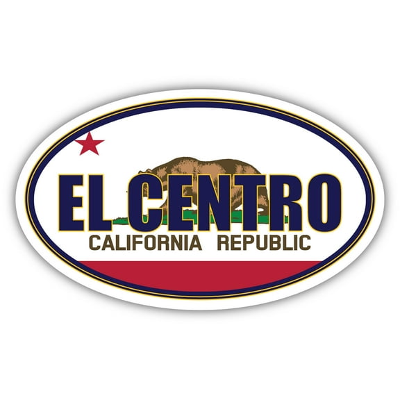 El Centro City California State Flag | CA Flag Imperial County Oval State Colors Bumper Sticker Car Decal 3x5 inches
