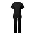 thumbnail image 3 of EGNMCR Scrub for Women Short Sleeve Solid Color V Neck Pocket Scrub Sets Nurse Suit 2 Piece Sets Workwear Spring, 3 of 6