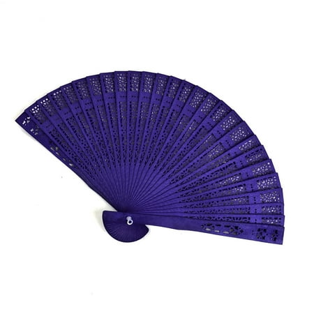 

mnjin sandalwood fan openwork carved wooden fan wedding fan 20cm blue