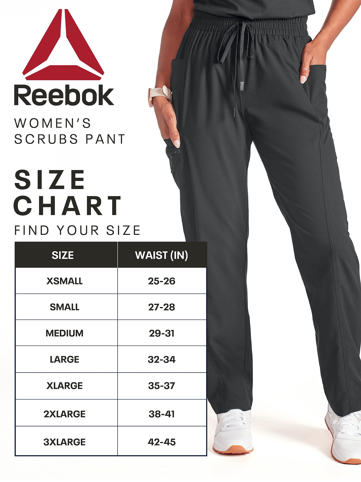 Reebok Women's Scrubs Jogger Scrub Pant, 1 Pack, Sizes S - 3XL