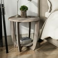 COZAYH Rustic Farmhouse End Table with Storage Shelf, French Country