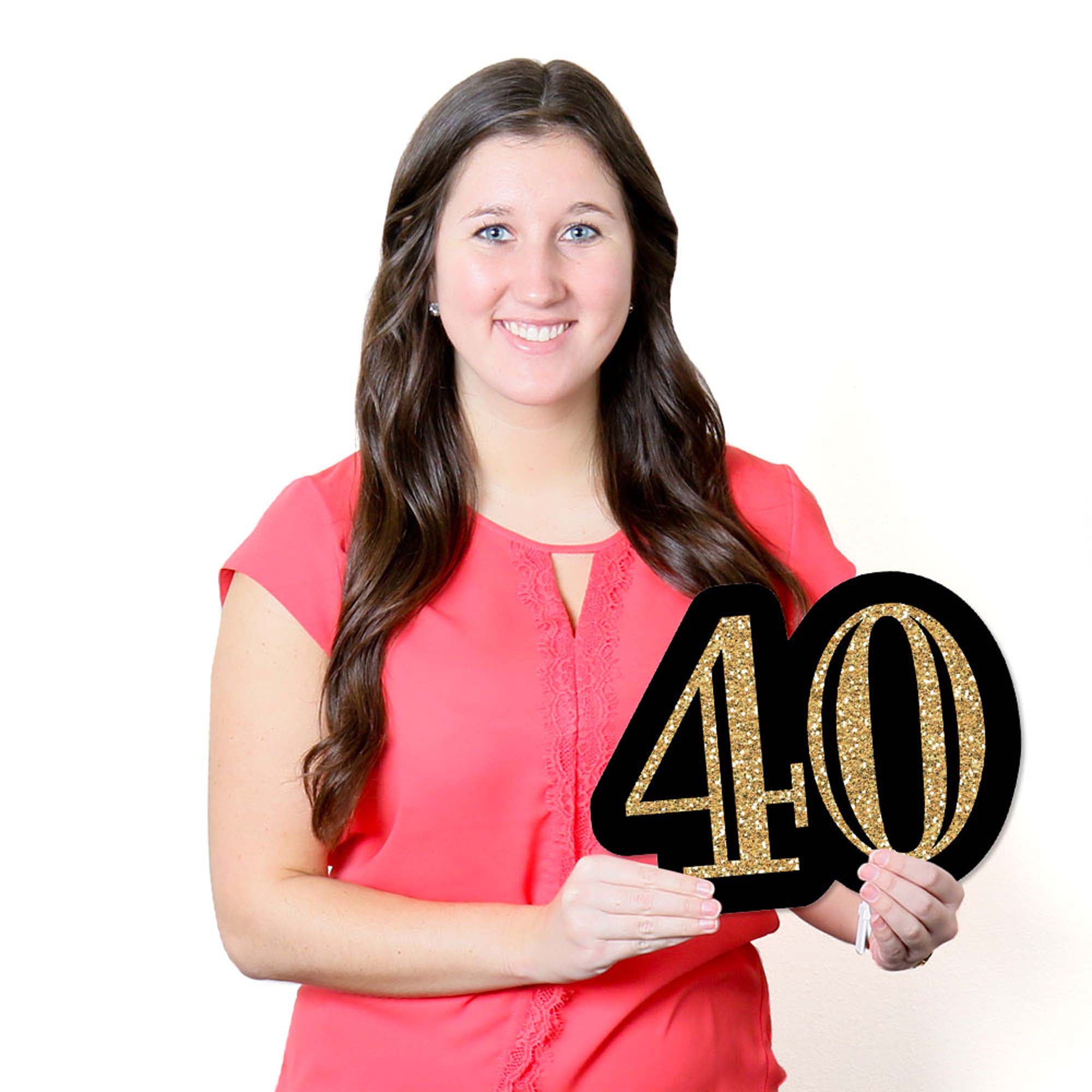 Big Dot of Happiness Adult 40th Birthday - Gold - Yard Sign and Outdoor Lawn Decorations - Happy Birthday Party Yard Signs - Set of 8