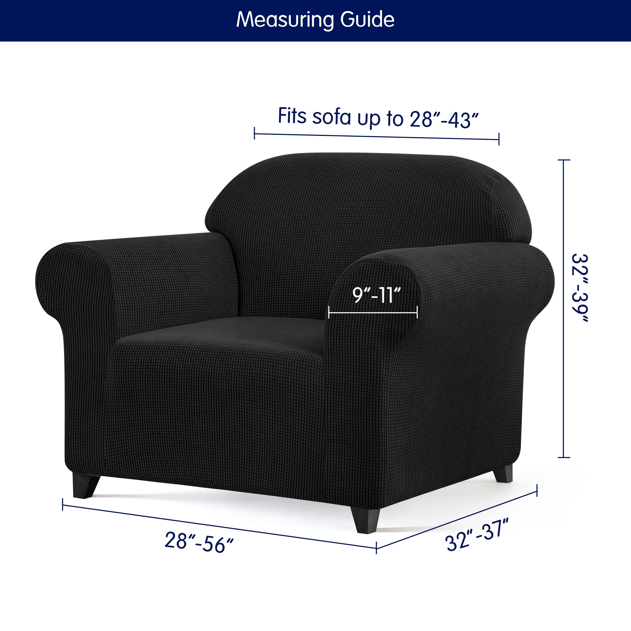 Subrtex  1 Piece Stretch Jacquard Couch Cover, Armchair Sofa Slipcover for 1 Cushion Couch, Machine Washable Furniture Protector (Armchair, Black)