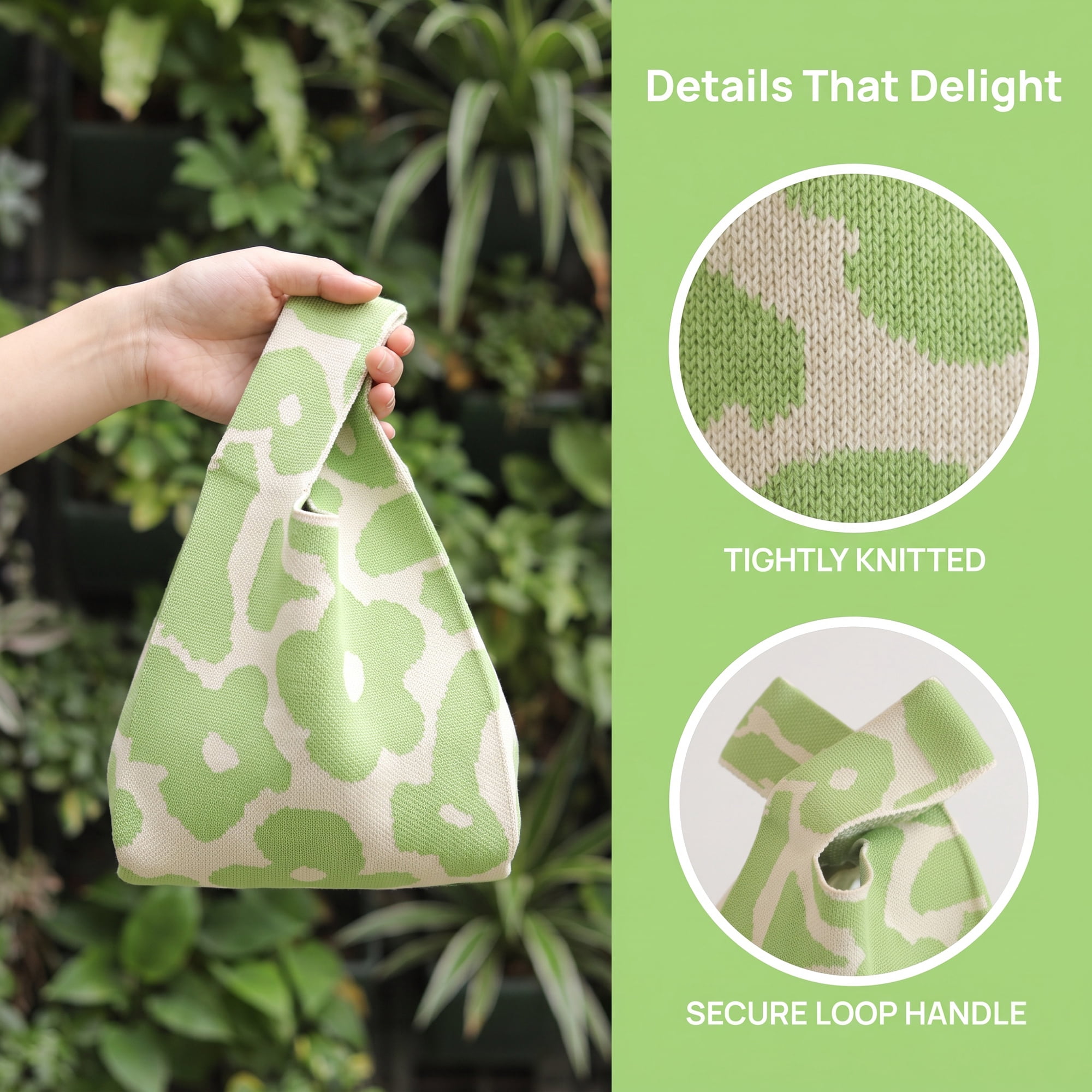 Unique Bargains Cute Cartoon Gift Bags with Handles for Parties 7.5" x 13.4" Green Flowers